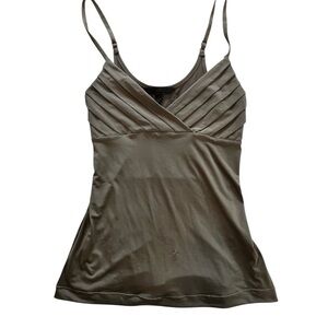 Banana Republic Olive Green Pleated V-Neck Tank Top